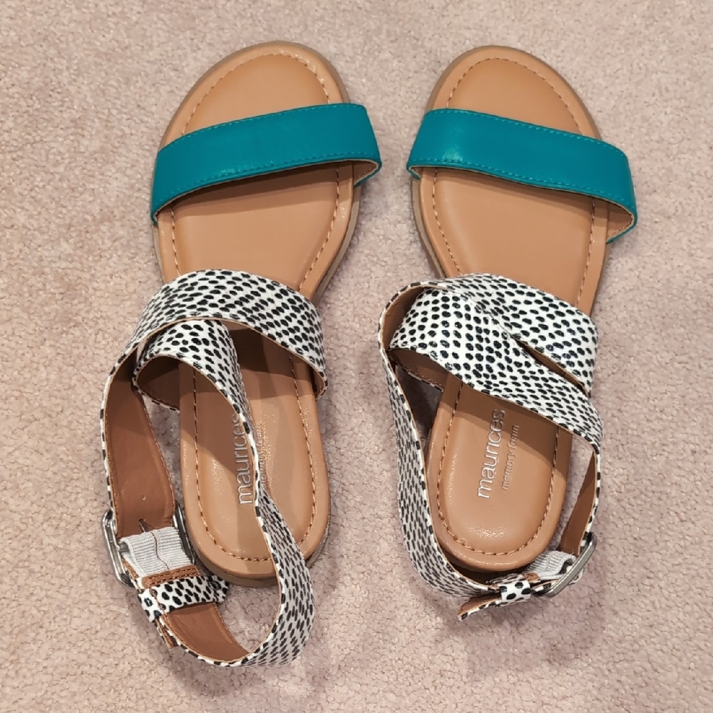 Maurices Blue and Black Sandals with Dot Detail
